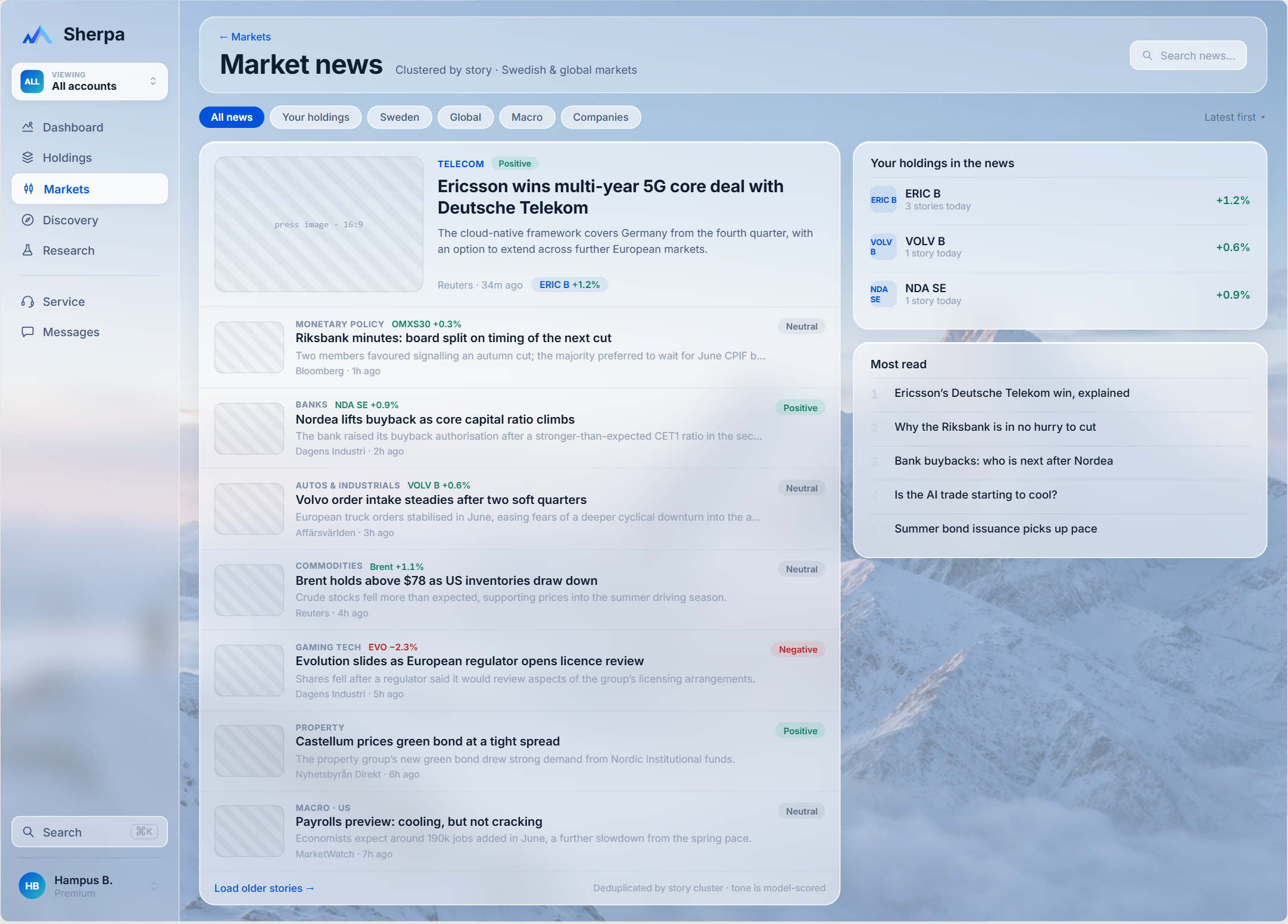 Market news, minus the noise